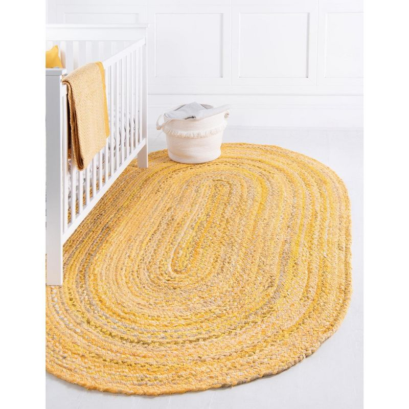 Unique Loom Braided Chindi Collection Area Rug - Layer (3' 3" x 5' 1" Oval Yellow Orange/Orange)