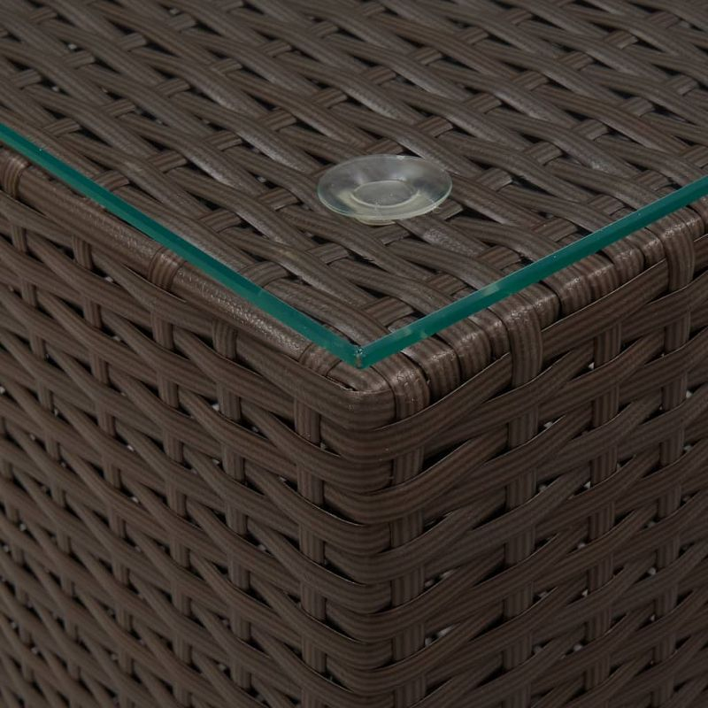 vidaXL Side Table with Glass Top Brown 13.8"x13.8"x20.5" Poly Rattan