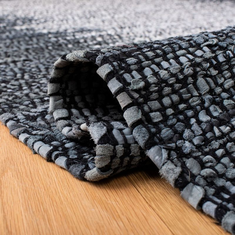 Vintage Leather VTL387 Hand Woven Indoor Area Rug - Light Grey/Charcoal - 6'x6' - Safavieh.