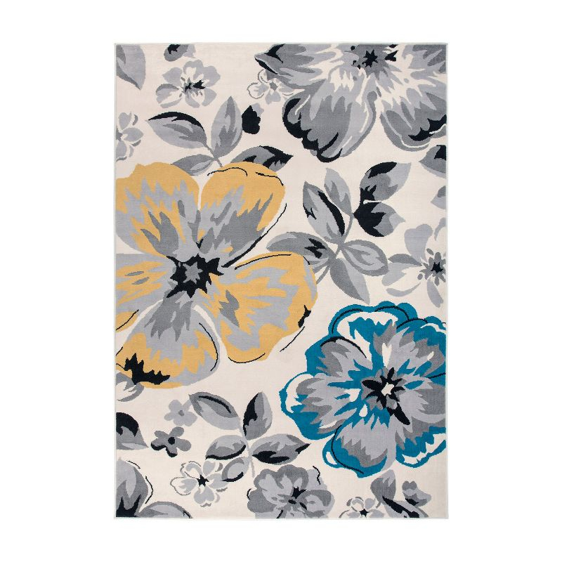 World Rug Gallery Modern Floral Design Cream 6'6" x 9' Area Rug