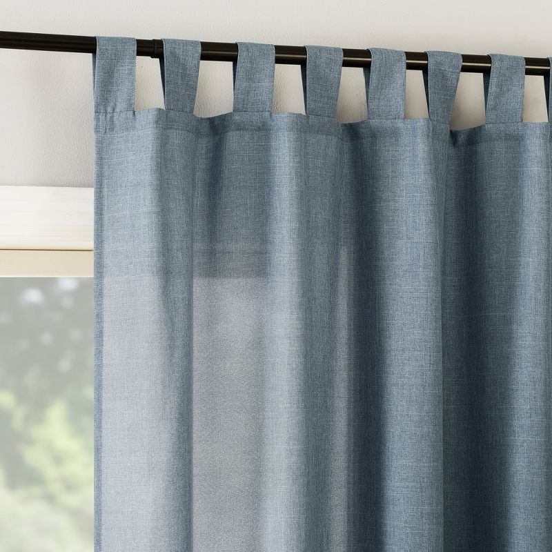 40"x84" No. 918 Light Filtering Semi-Sheer Joshua Heathered Texture Tab Top Curtain Panel Storm Blue: Transitional Decor