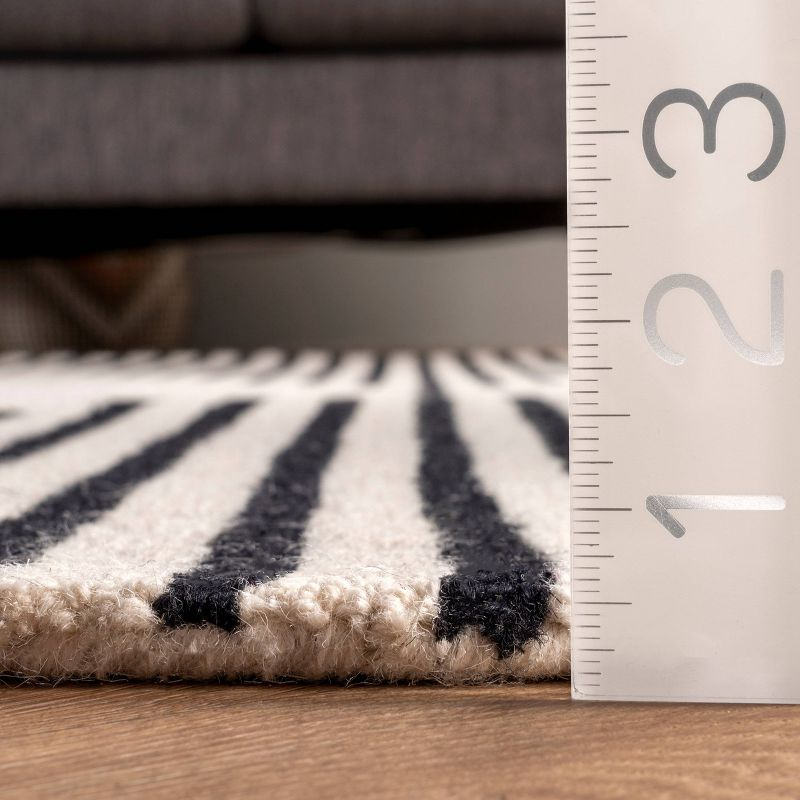 6'x9' Flynn Handmade Contemporary Wool Area Rug Ivory - nuLOOM: Geometric Pattern, Low Pile, Indoor Use, Canvas Backing