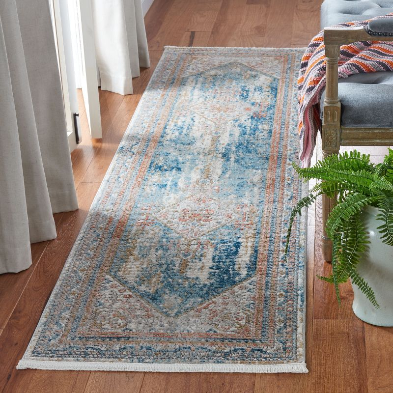 Shivan SHV725 Power Loomed Indoor Runner Rug - Blue/Grey - 2'2"x8' - Safavieh