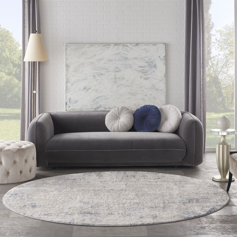 Nourison Rustic Textures Modern Indoor Area Rug Ivory Grey Blue 7'10" x round