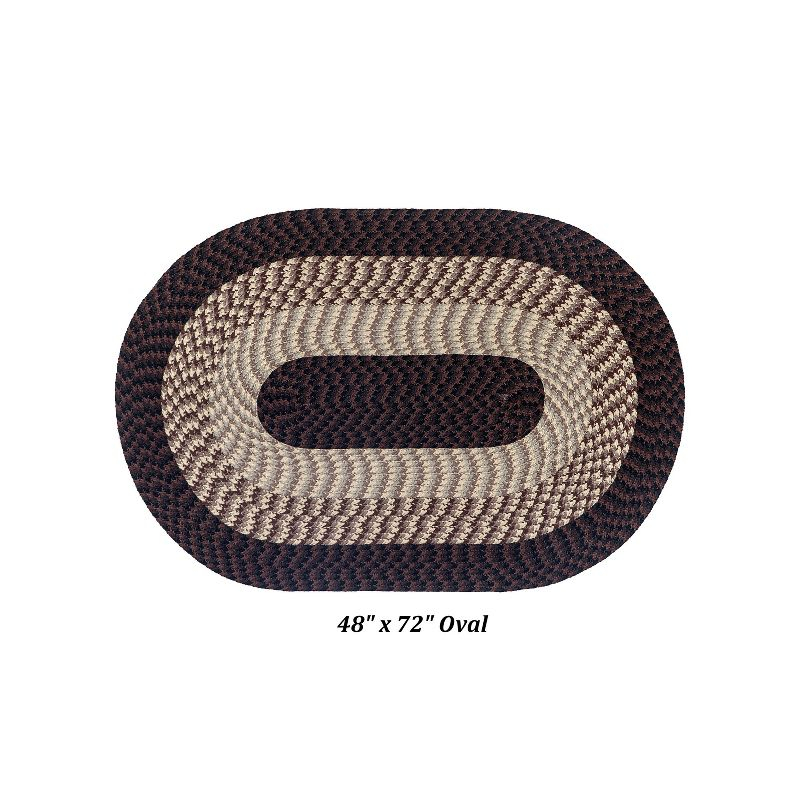 48" x 72" Alpine Collection Chocolate Stripe Reversible Indoor Area Utility Oval Rug - Better Trends