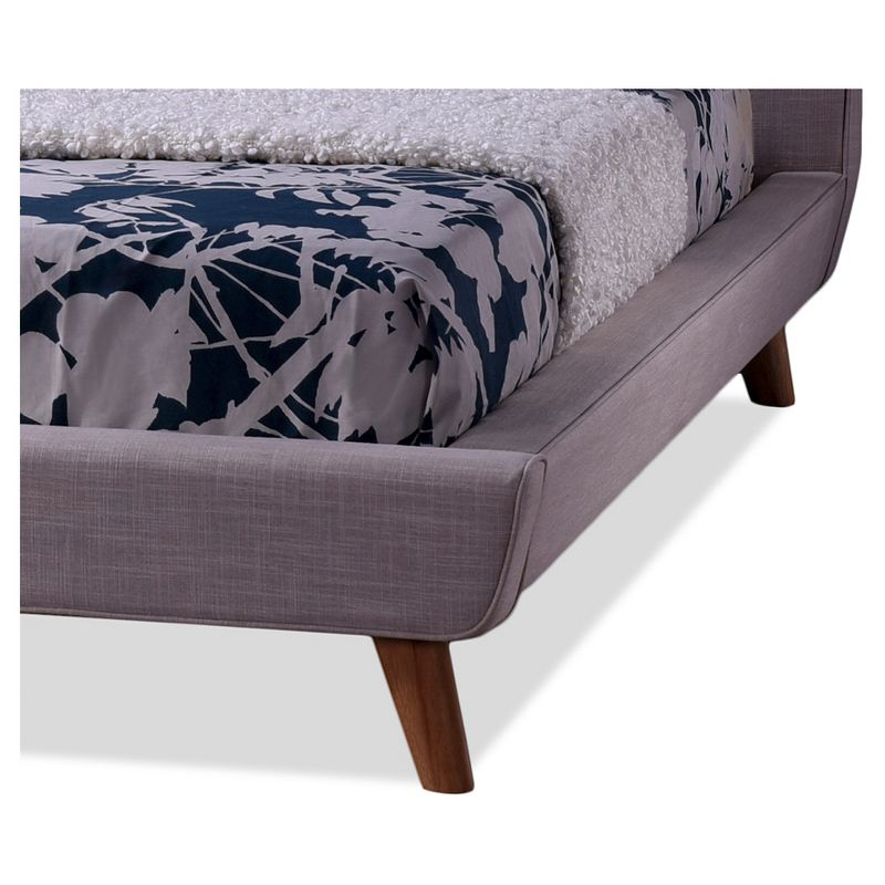 Queen Jonesy Scandinavian Style Mid-Century Fabric Upholstered Platform Bed Beige - Baxton Studio
