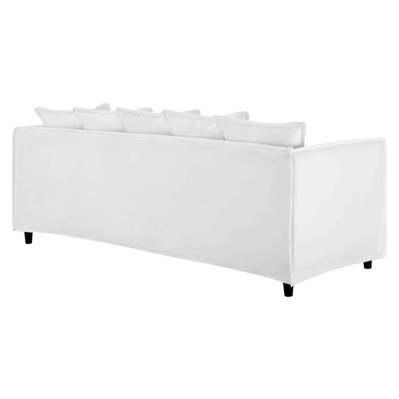 Avalon Slipcover Fabric Sofa White - Modway: Coastal Modern Style, Wood Frame, 7 Pillows