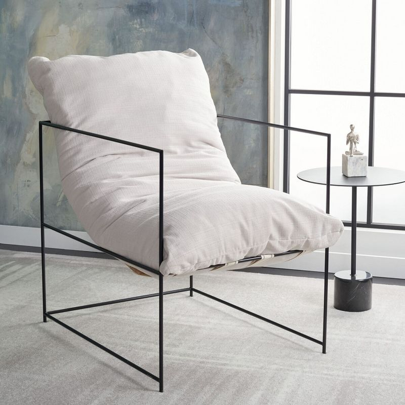 Portland Pillow Top Accent Chair - ACH4511 - Ivory/Black - Safavieh