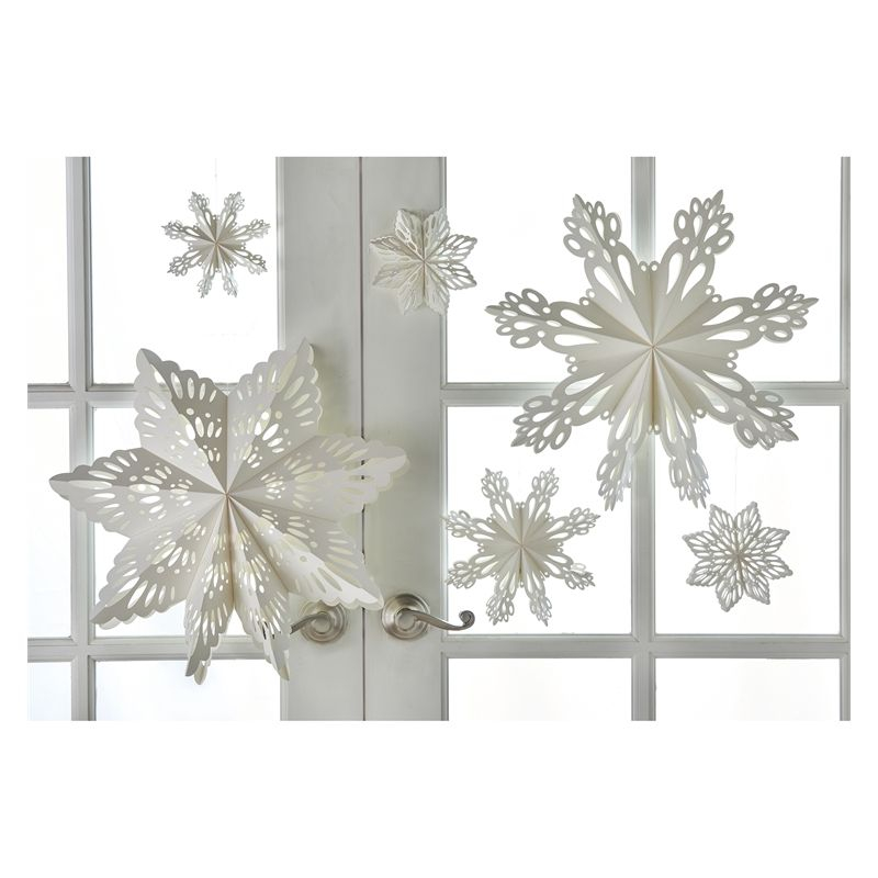 tagltd Snowflake Paper Hanging Decor Large Cord For Hanging Christmas Xmas Holiday Paper Ornament Home Decor