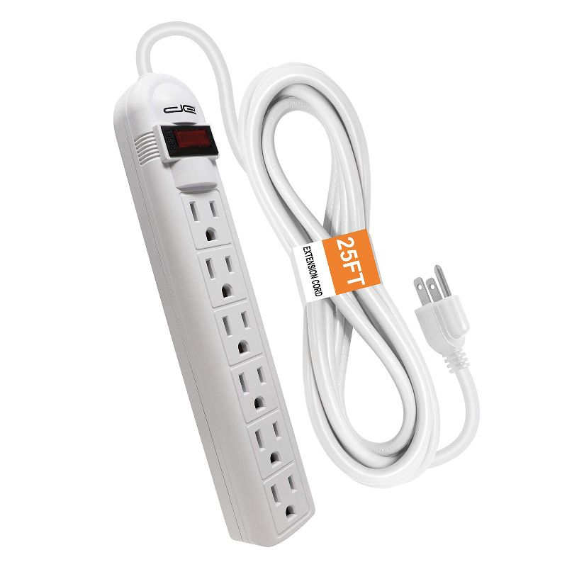 Digital Energy® 6-Outlet Surge Protector Power Strip (25 Ft.; White)