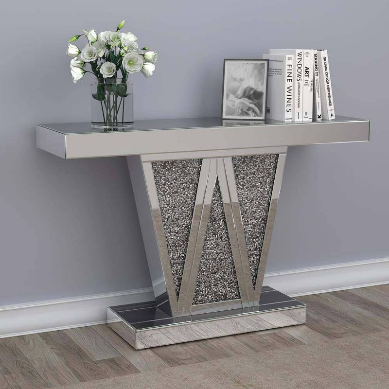 Coaster Crocus Modern Rectangular Glass Console Table Silver