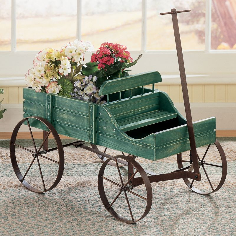 Collections Etc  Wagon Decorative Garden Planter NO SIZE Green