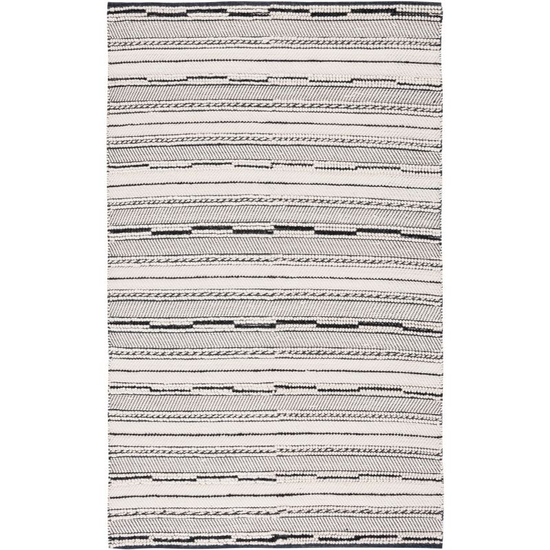 Natura NAT281 Flat Weave Indoor Area Rug - Black/Ivory - 6'x9' - Safavieh