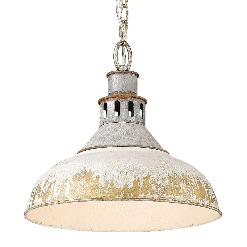 Golden Lighting Kinsley 1-Light Pendant in Aged Galvanized Steel with Antique Rust