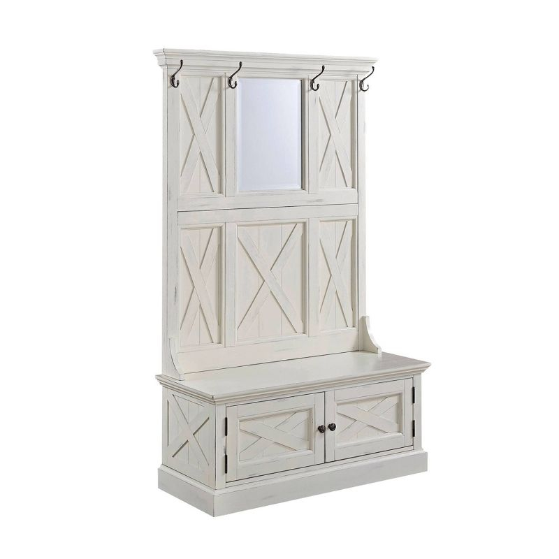 Seaside Lodge Hall Tree White - Home Styles: Mudroom Storage with Bench & Coat Hooks