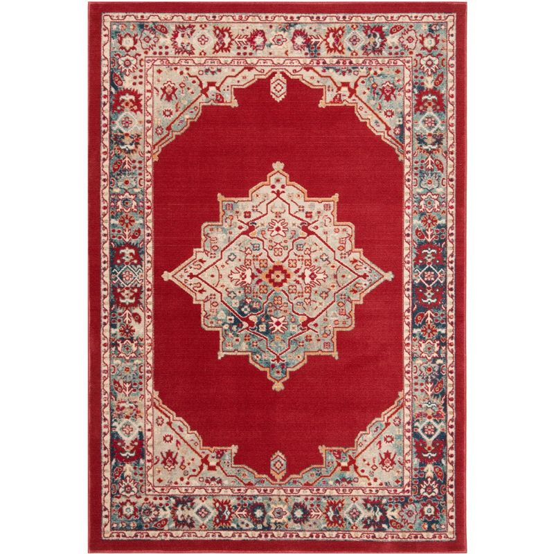 Merlot MER312 Power Loomed Area Rug - Red/Aqua - 4'x6' - Safavieh.