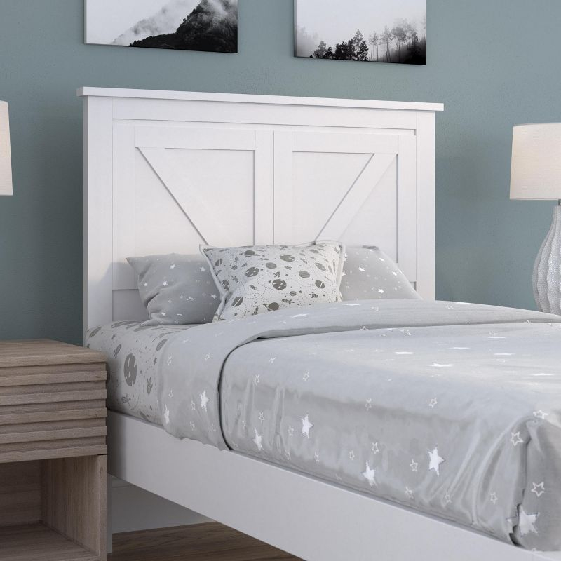 Glenwillow Home Farmhouse Style Wood Panel Headboard in Gloss White, Twin Size