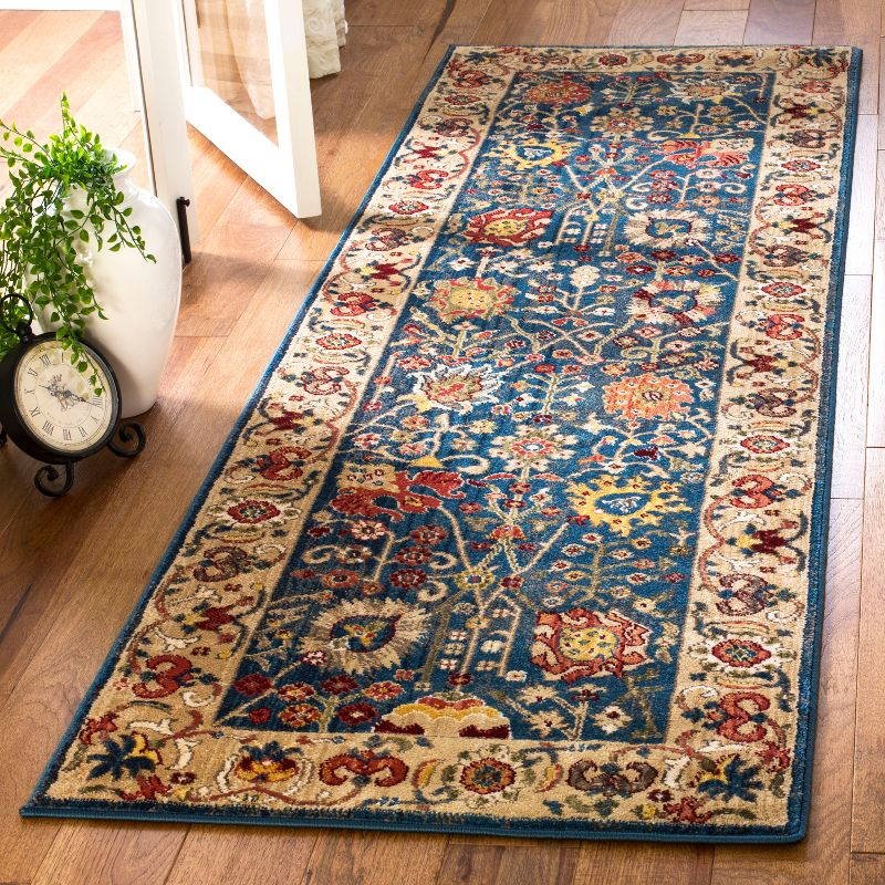 Kashan KSN303 Power Loomed Runner Rug - Blue/Tan - 2'6"x8' - Safavieh.