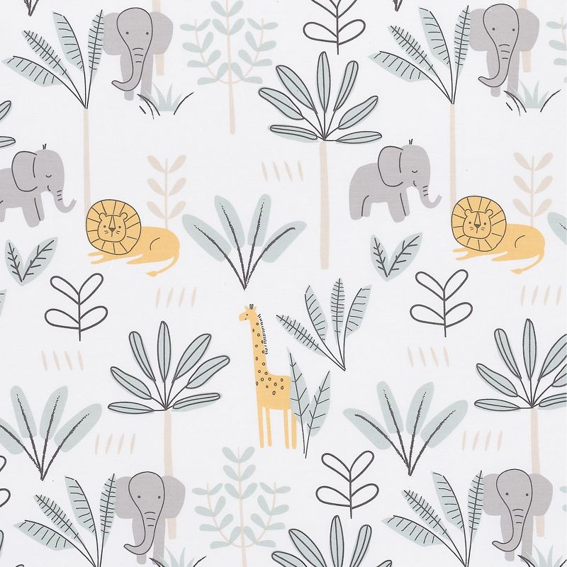 Lambs & Ivy Jungle Adventure 100% Cotton Baby/Toddler Fitted Crib Sheet - White