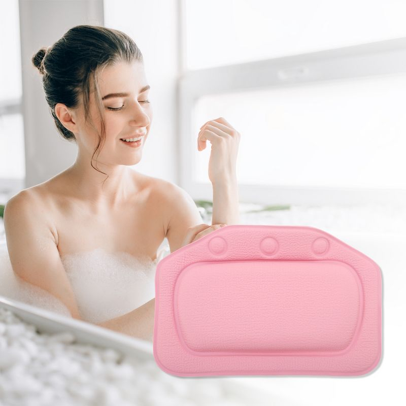 Unique Bargains Soft Bath Pillow Pink 1 Pc