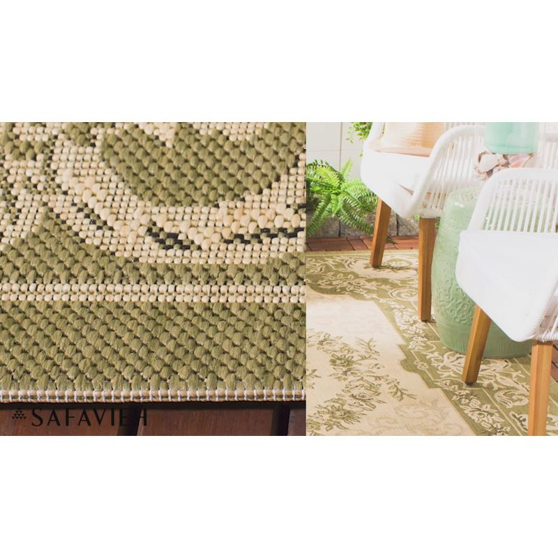 Courtyard CY7208 Power Loomed Indoor/Outdoor Accent Rug - Cream/Green - 2'x3'7" - Safavieh.