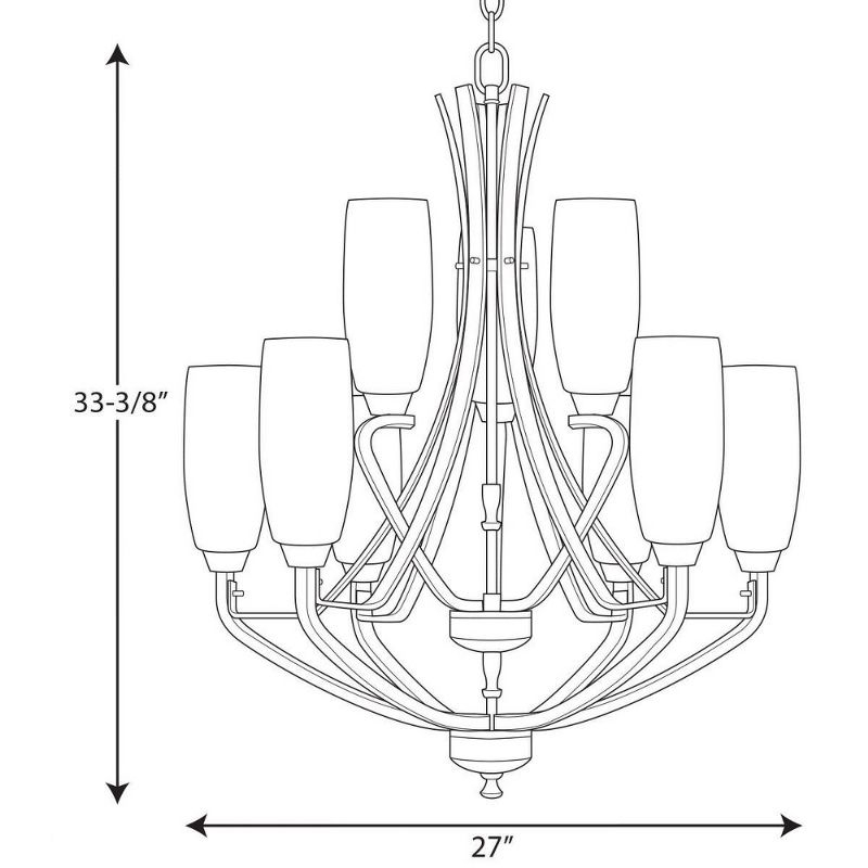 Progress Lighting Wisten 9-Light Two-Tier Chandelier, Brushed Nickel, Etched White Glass