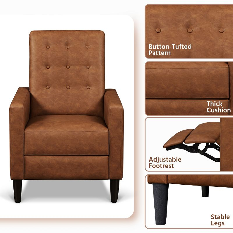 Yaheetech Faux Leather Recliner Sofa with Pocket Spring, Brown