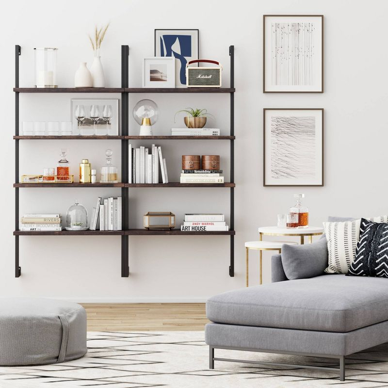 73" Wood Ladder Bookshelf with Storage - Nathan James