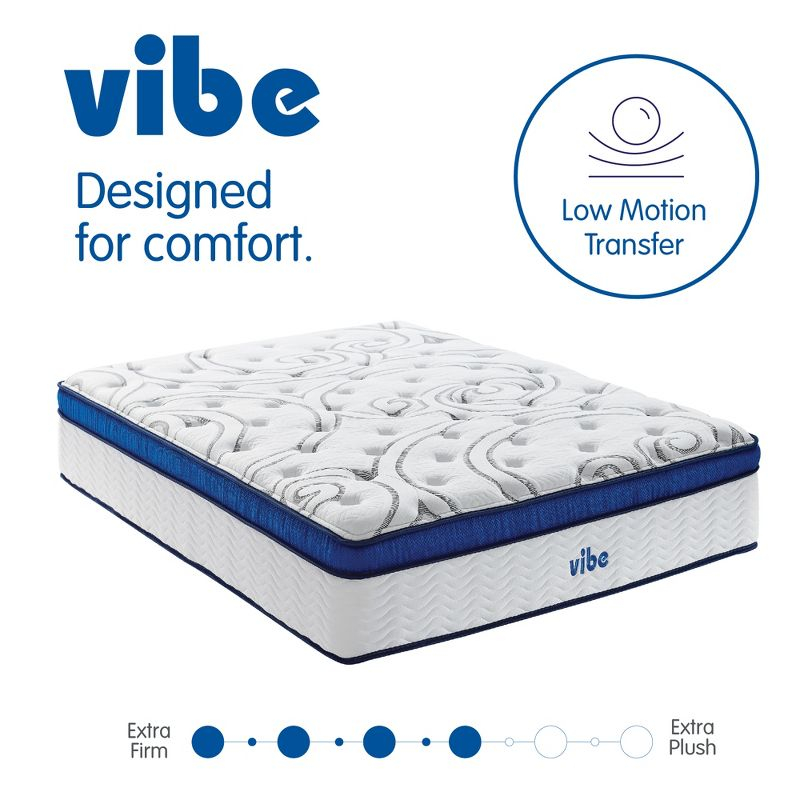 Vibe Quilted Hybrid Mattress, 12-Inch Innerspring and Pillow Top Gel Memory Foam Mattress, CertiPUR-US Certified Bed in a Box, Full