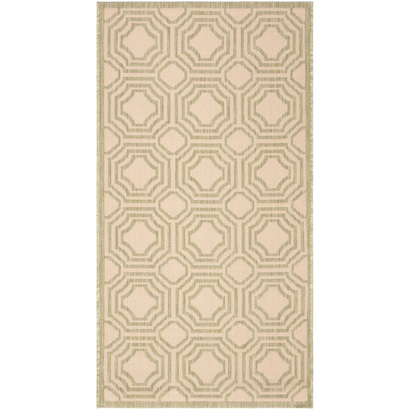 Courtyard CY6112 UV & Stain Resistant Non-Shedding Power Loomed Indoor/Outdoor Accent Rug - Beige/Sweet Pea - 2'7"x5' - Safavieh