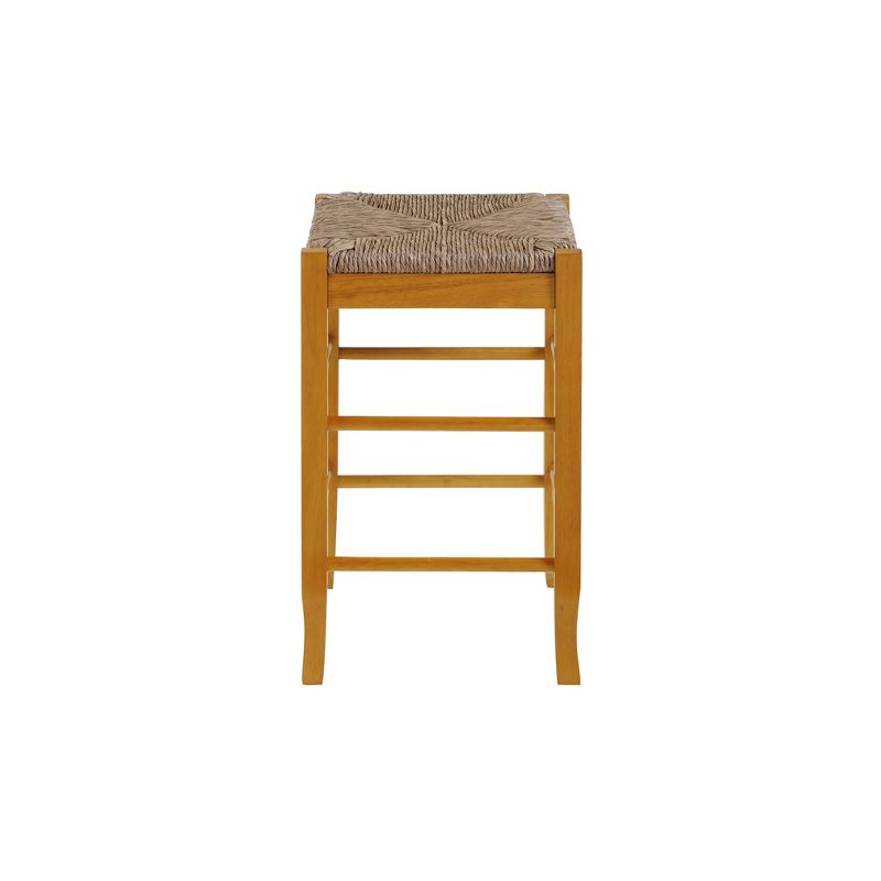 24" Rush Seat Counter Height Barstool Oak - Boraam: Hardwood Frame, Handwoven Seat, Floor Glides