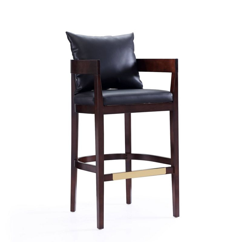 Ritz Upholstered Beech Wood Barstool Black - Manhattan Comfort: Gold Footrest, No Assembly Required, 30.5" Height