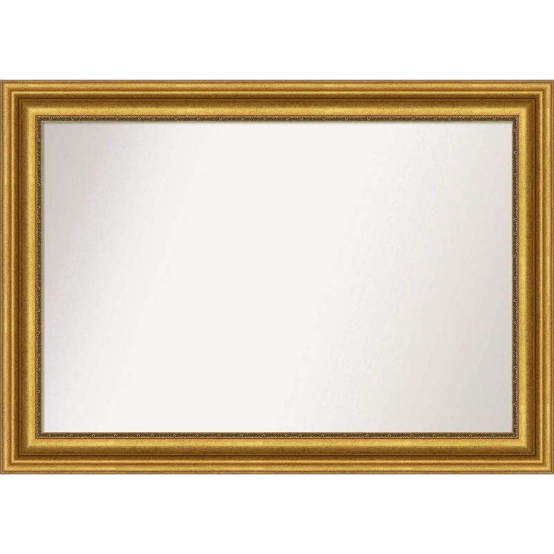42"x30" Non-Beveled Parlor Gold Wall Mirror - Amanti Art: Modern Rectangle, Polystyrene Frame