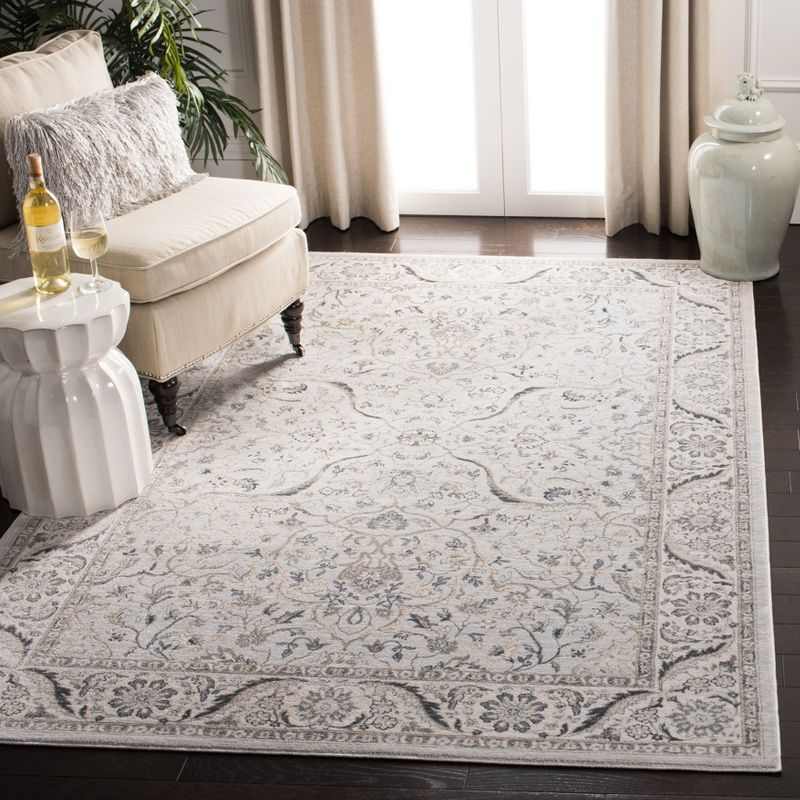 Isabella ISA912 Power Loomed Area Rug - Light Grey/Cream - 5'3"x7'6" - Safavieh.
