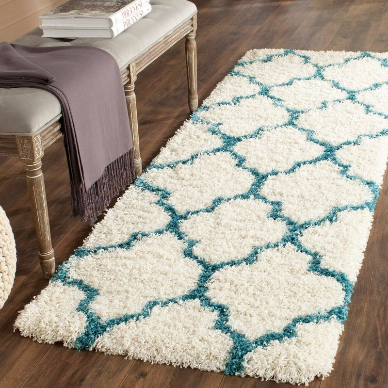 Shag Kids SGK566 Power Loomed Indoor Runner Rug - Ivory/Blue - 2'3"x9' - Safavieh.
