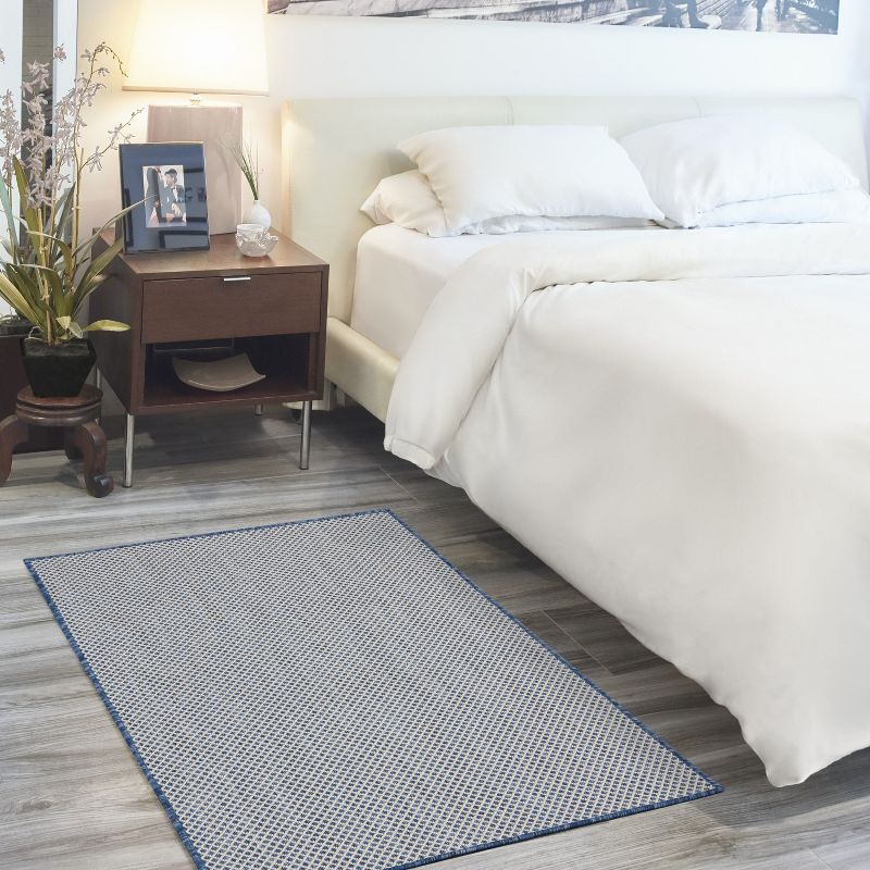 Nourison Courtyard COU01 Indoor/outdoor Area Rug - Ivory Blue 3' x 5'