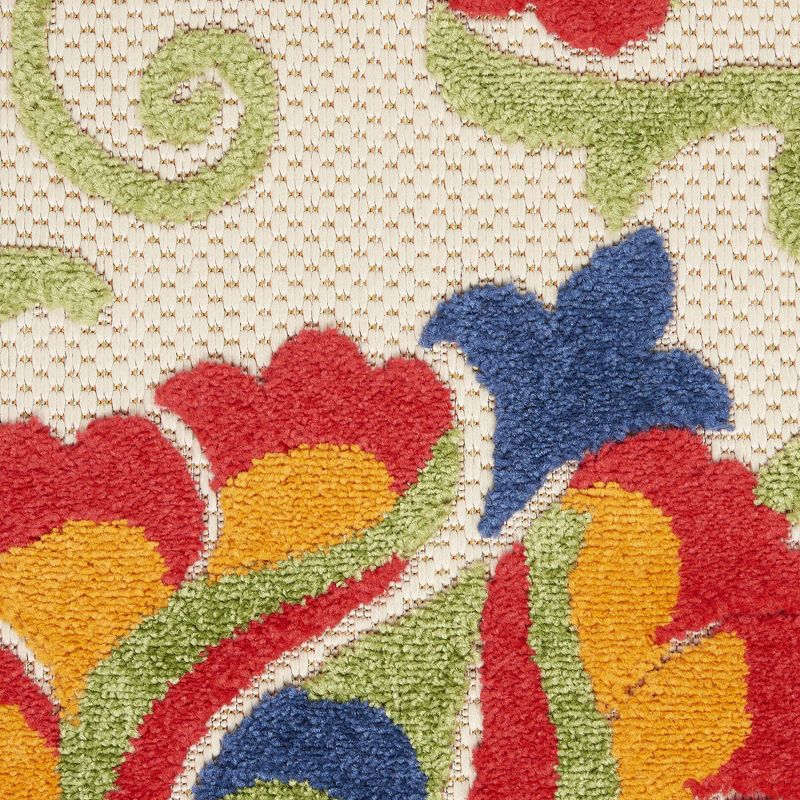 Nourison Aloha Floral Textured Flatweave High-Low Indoor Outdoor Runner Rug Multicolor 2' x 6'