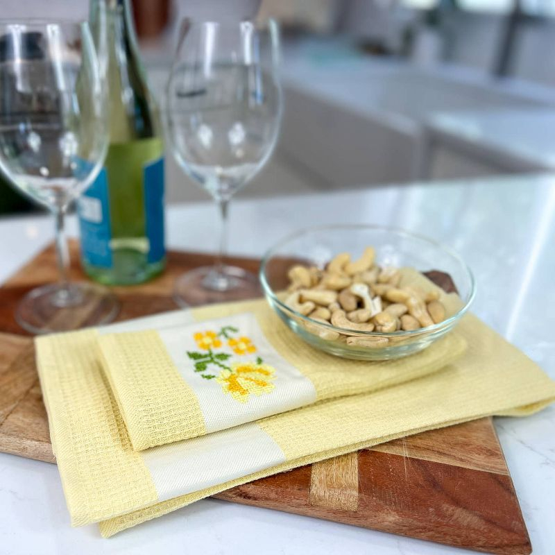 KAFTHAN Premium Floral Cotton Kitchen Towel & Dishcloth Set (28”x18”, 6pk) , Multicolor Jacquard, Soft, Absorbent, Durable, 100% Turkish Cotton