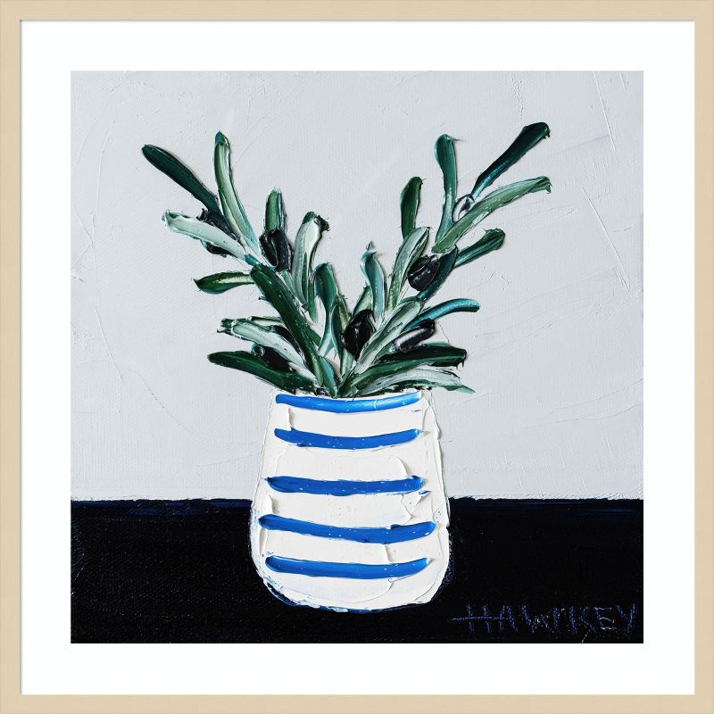Amanti Art Navy Olive by Angela Hawkey Wood Framed Wall Art Print 33 x 33