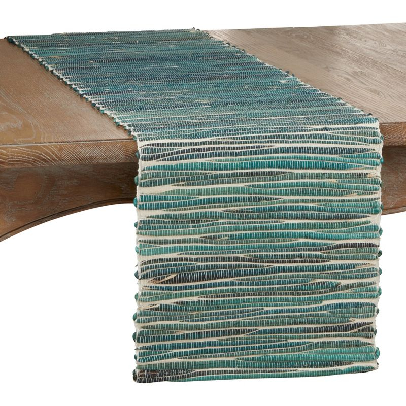 Saro Lifestyle Dinner Table Runner With Water Hyacinth Design, Turquoise, 14" x 54"