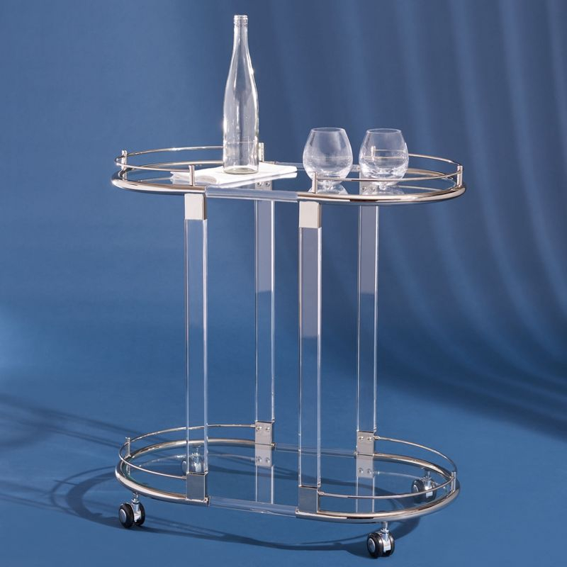Lennon Acrylic Bar Trolley - Chrome - Safavieh