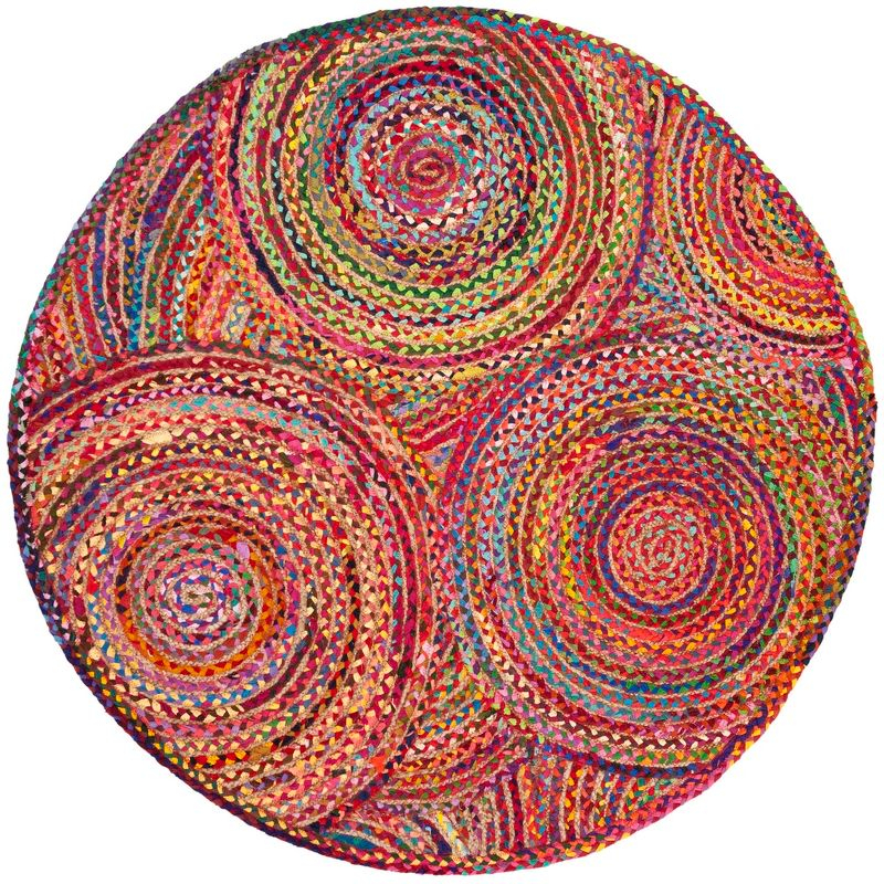 Cape Cod CAP203 Woven Indoor Area Rug - Red/Multi - 6'x6' Round - Safavieh