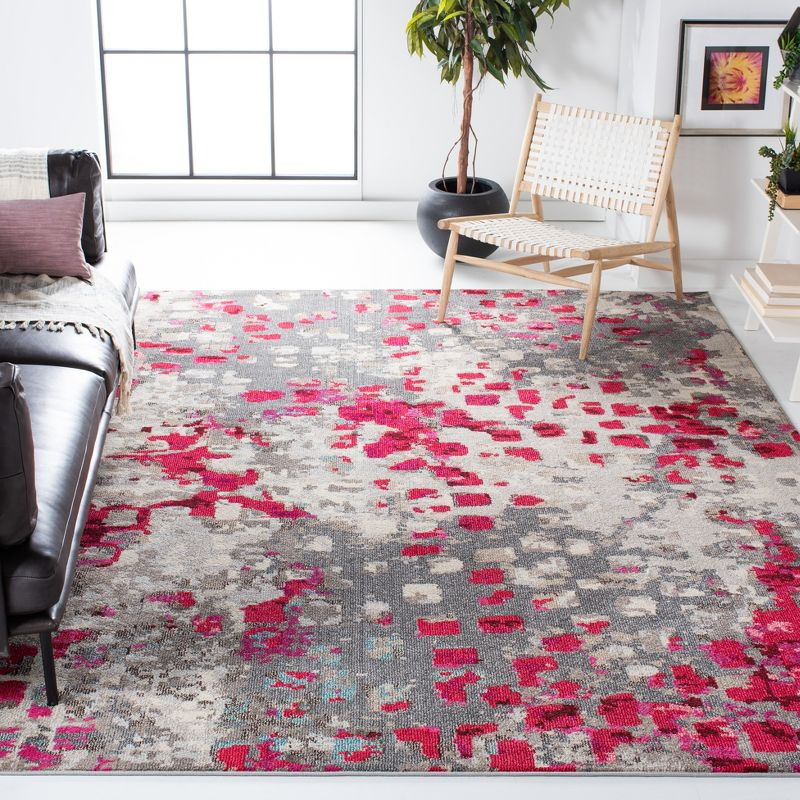 Madison MAD425 Power Loomed Area Rug - Grey/Red - 8'x10' - Safavieh.