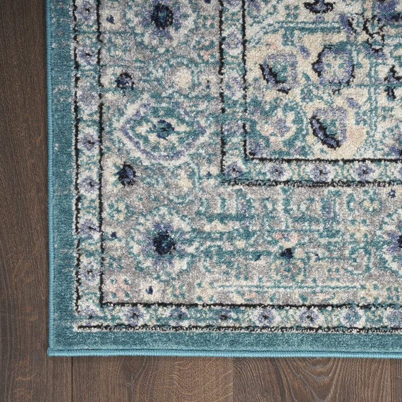 Nourison Passion Medallion Bohemian Indoor Rug Turquoise Grey 1'10" x 2'10"