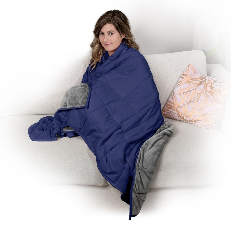 Ella Jayne Weighted Blanket, 15lb  -  Grey/Navy  -  15 lb