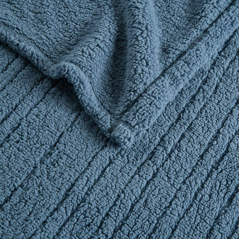 True North by Sleep Philosophy Queen Faux Shearling Electric Blanket Blue: Machine Washable, 5-Year Warranty