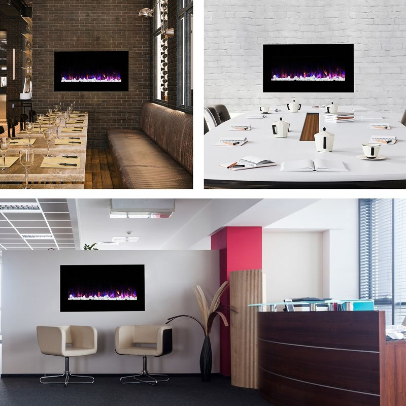 Northwest 42" Electric Fireplace Wall Mounted Led Fire And Ice Flame with Remote: Indoor 42 Inch Heater, Tempered Glass