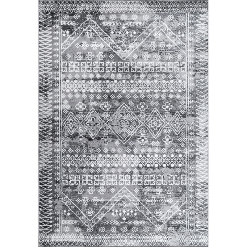Nuloom Frances Moroccan 5x8 Indoor Area Rug for Living Room Bedroom Dining Room Kitchen, Grey/Ivory