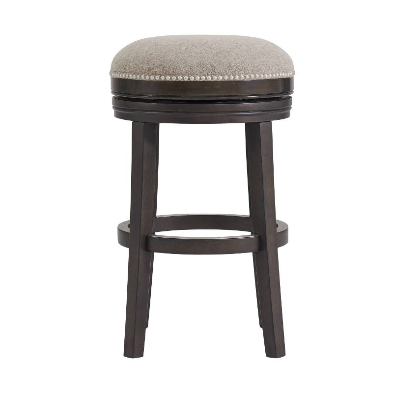 Set of 2 Clara Swivel Bar Height Stools Dark Brown - Alaterre Furniture: Upholstered, Rubberwood Frame, Fixed Height