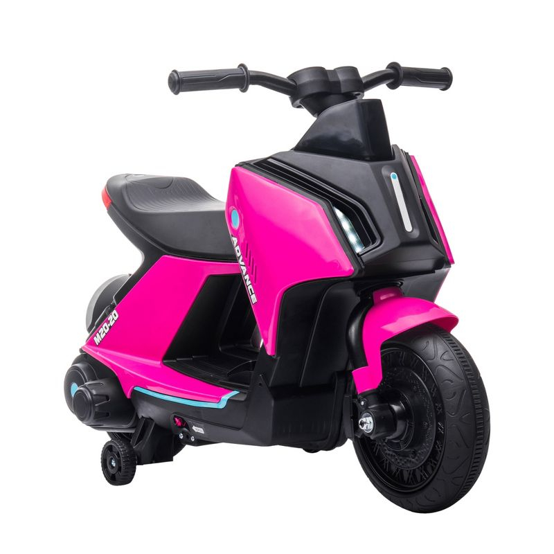Aosom 6V Kids Motorcycle Dirt Bike Electric Battery-Powered Ride-On Toy Off-road Street Bike with Music, Headlights, Rechargeable Battery, Pink
